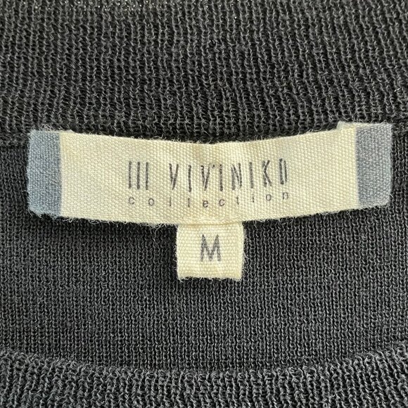 III Viviniko Rare SS Crew Neck Knit Top w Raised Graphics Blk Red Blue Sz M - Picture 6 of 11